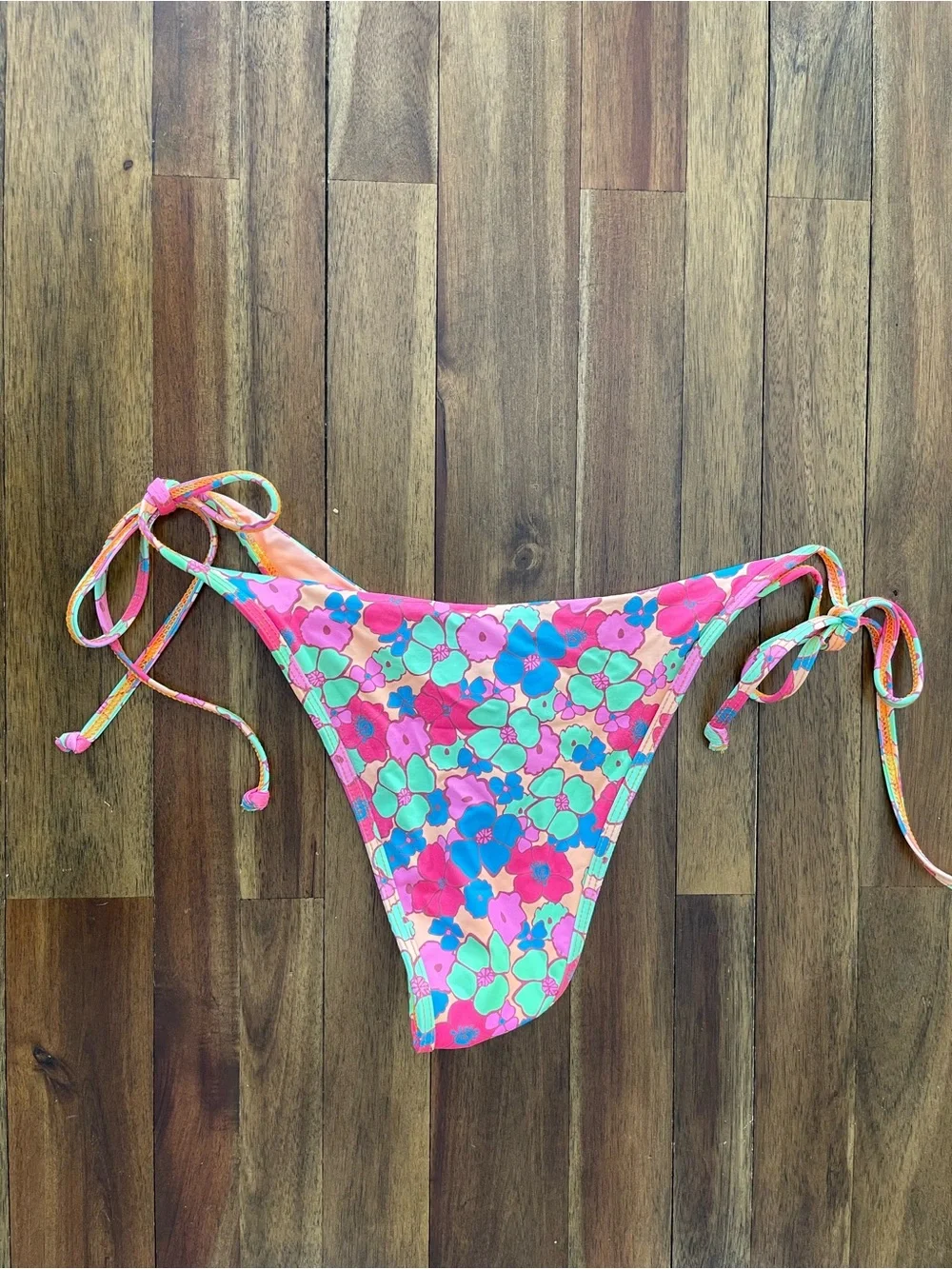 Frankie’s Bikinis neon flower bikini bottom medium